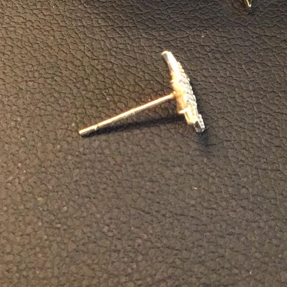 14K Yellow Gold Dainty CZ Star Earrings - Picture 6 of 7